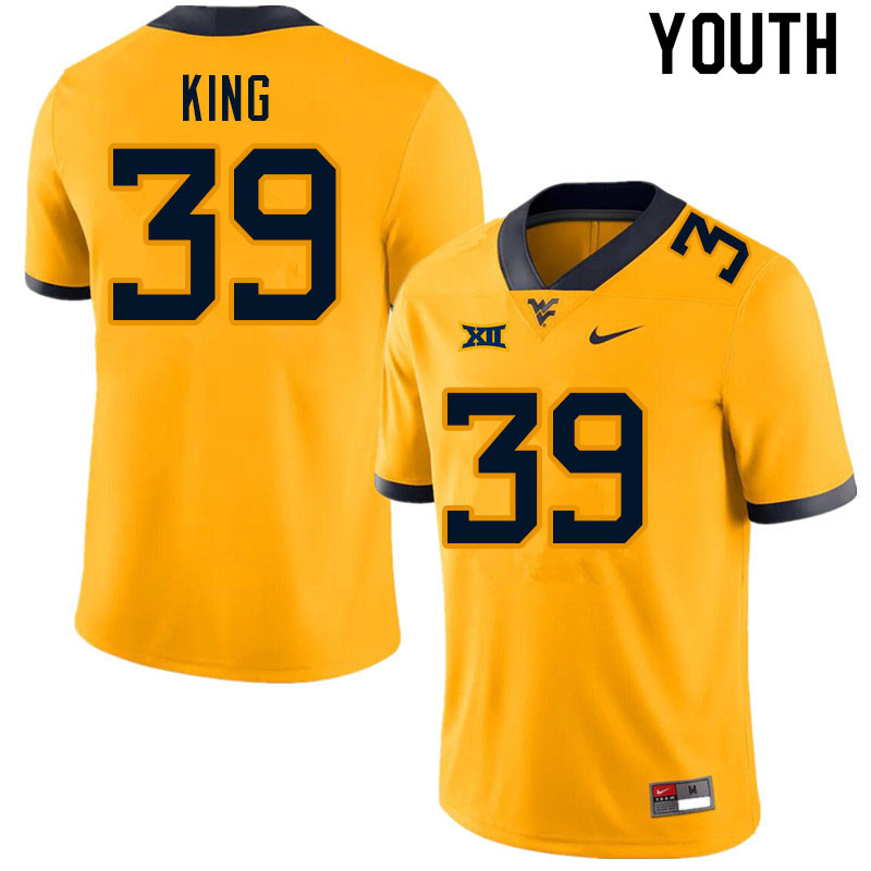 Youth #39 Danny King West Virginia Mountaineers College Football Jerseys Sale-Gold